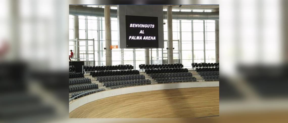 Pista interior rètol Centre Especialitzat d'Alt Rendiment de Ciclisme, a Palma de Mallorca (Balears)