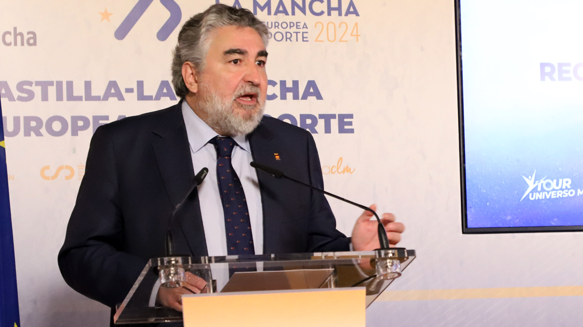 José Manuel Rodríguez Uribes durante su intervención en el Foro 'Castilla-La Mancha, Región Europea del Deporte'