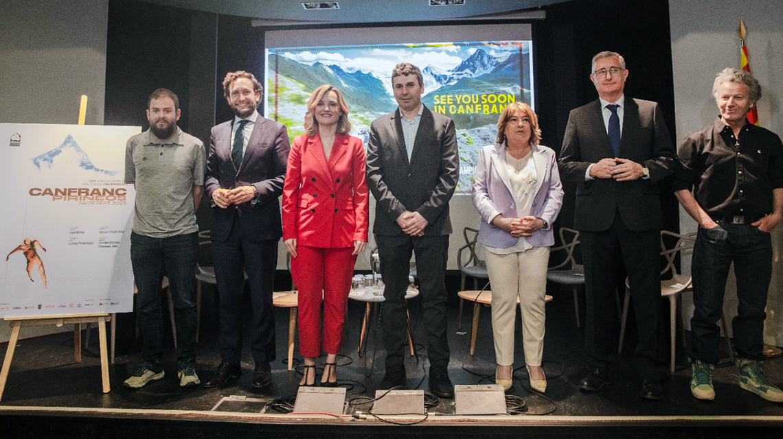 La ministra Pilar Alegría en la presentación del Mundial de Trail Running de Canfranc