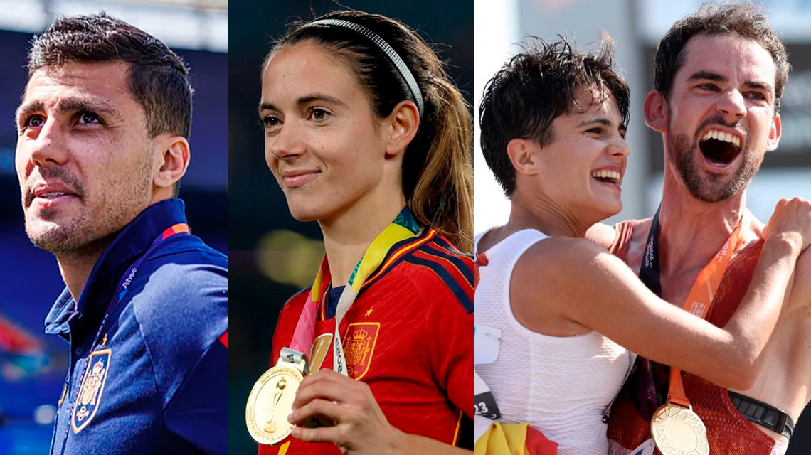 Rodri, Aitana Bonmatí, María Pérez y Álvaro Martín